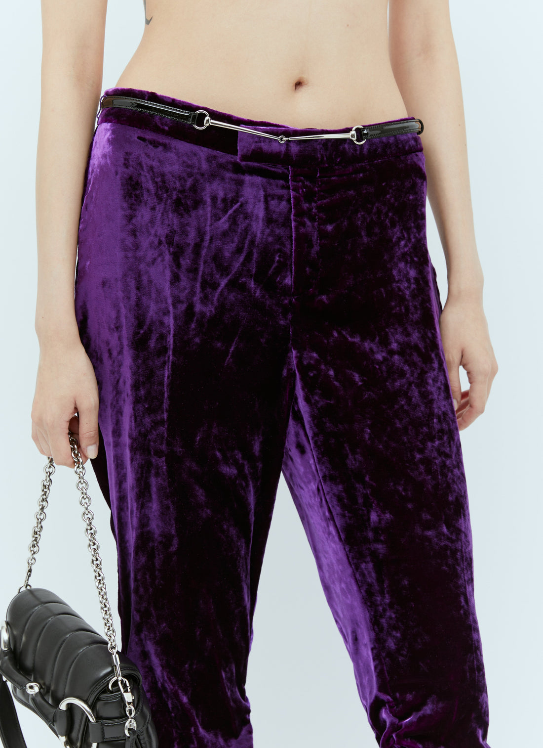 Gucci Women Horsebit Belt Velvet Pants by Luosophy