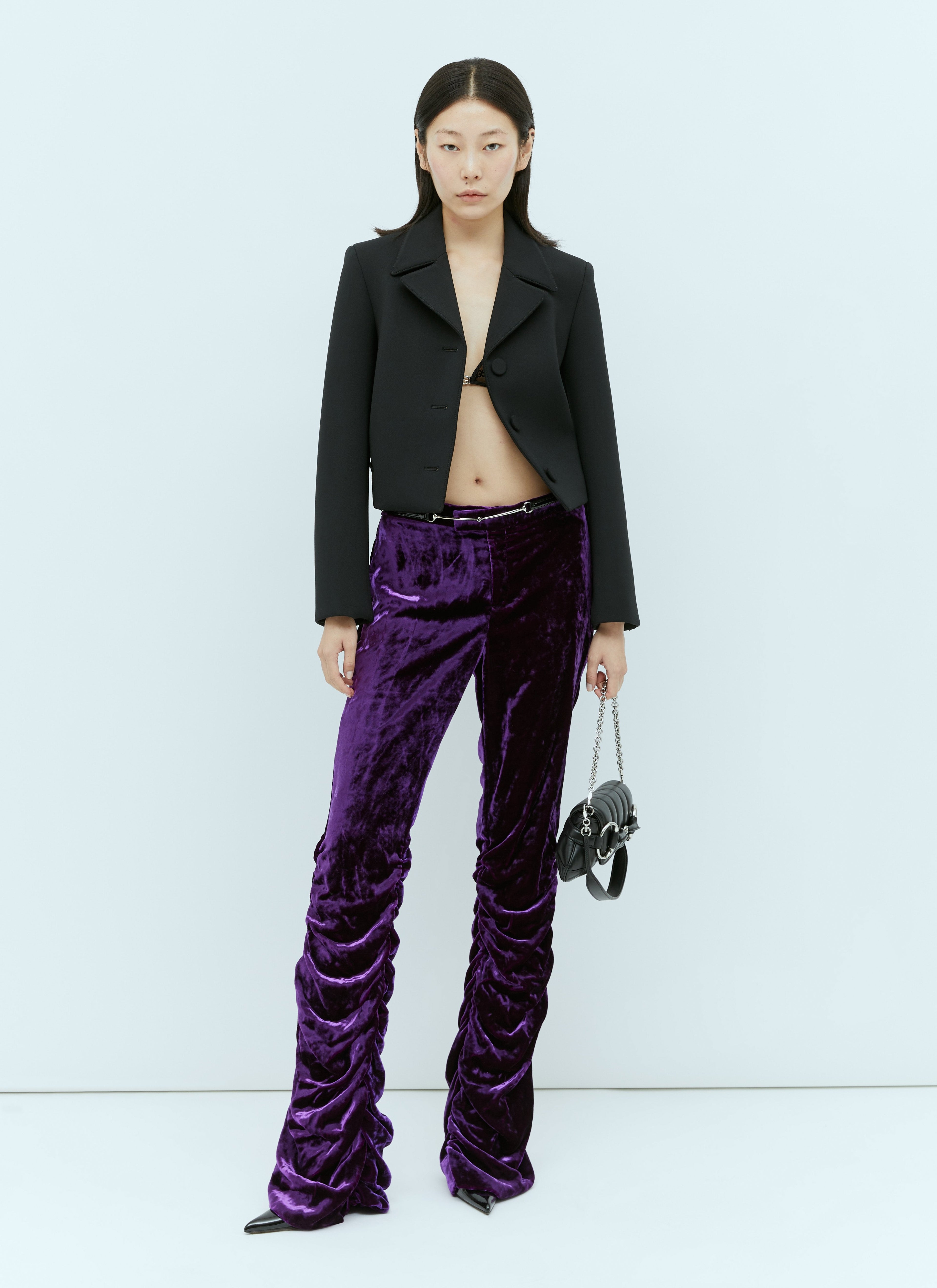 Gucci Women Horsebit Belt Velvet Pants by Luosophy
