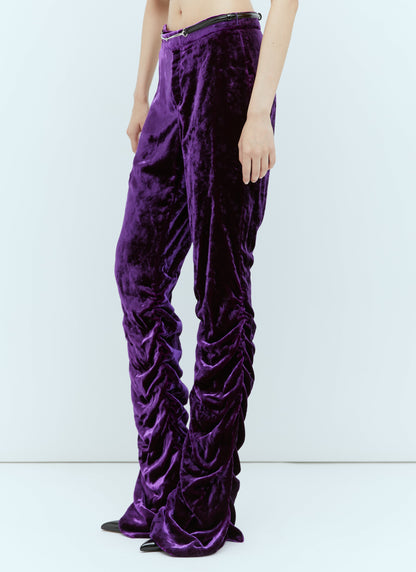 Gucci Women Horsebit Belt Velvet Pants by Luosophy