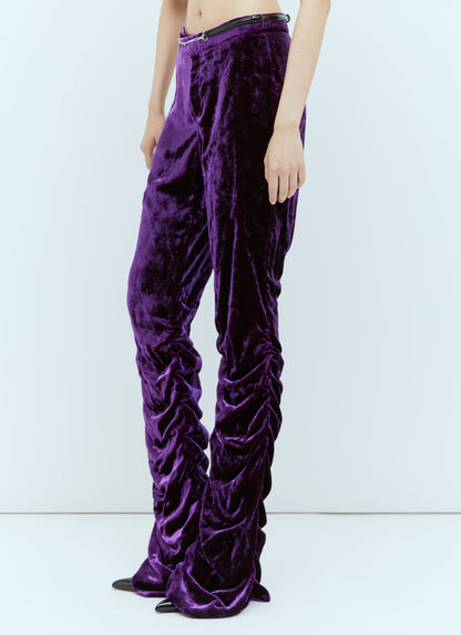 Gucci Women Horsebit Belt Velvet Pants 
