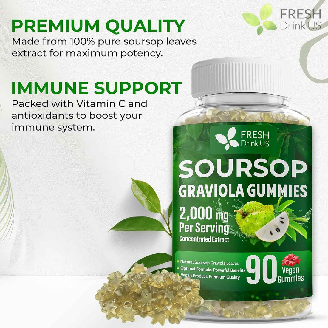 Premium 90 Soursop Graviola Gummies