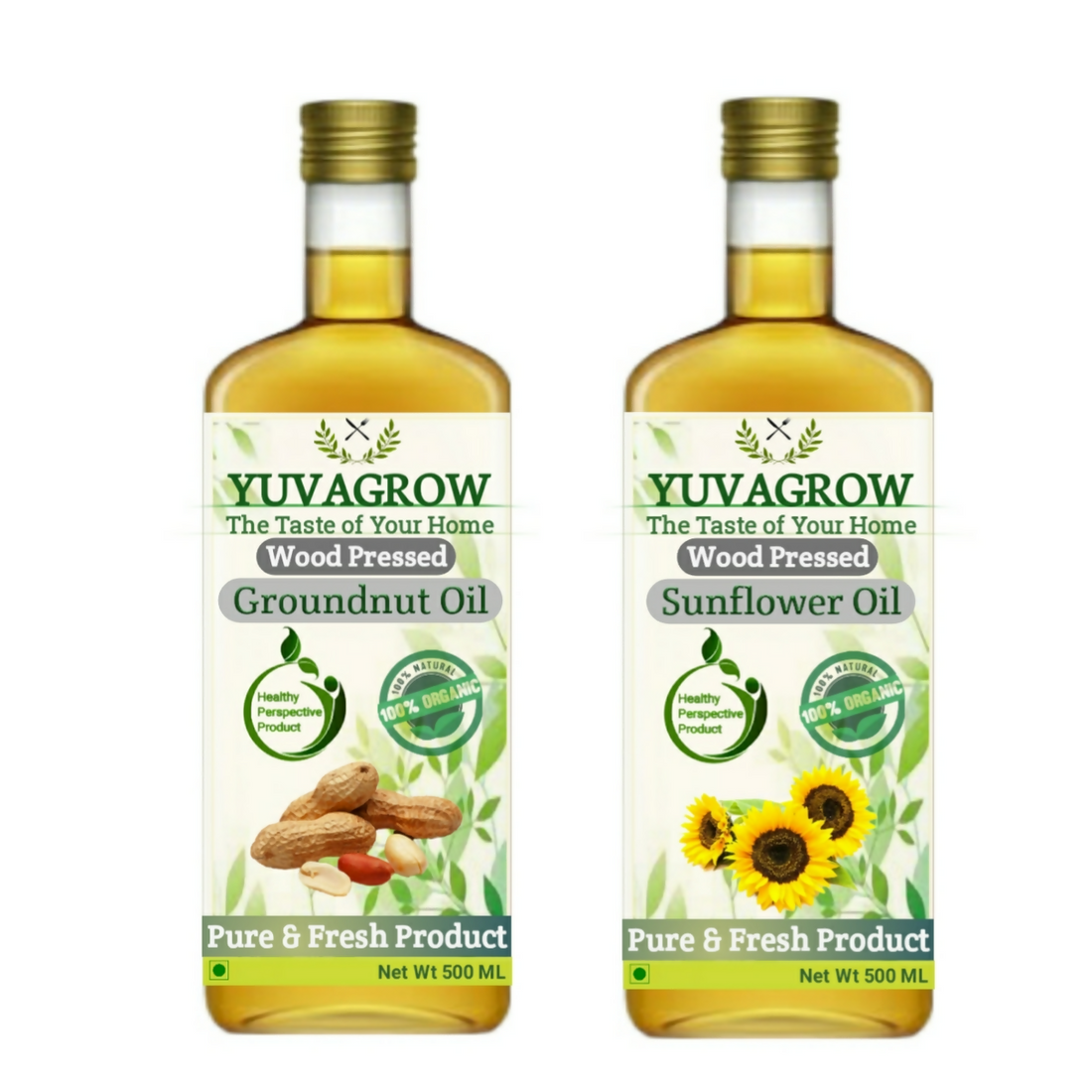 Yuvagrow Wood Pressed Groundnut &amp; Sunflower Oil - Combo