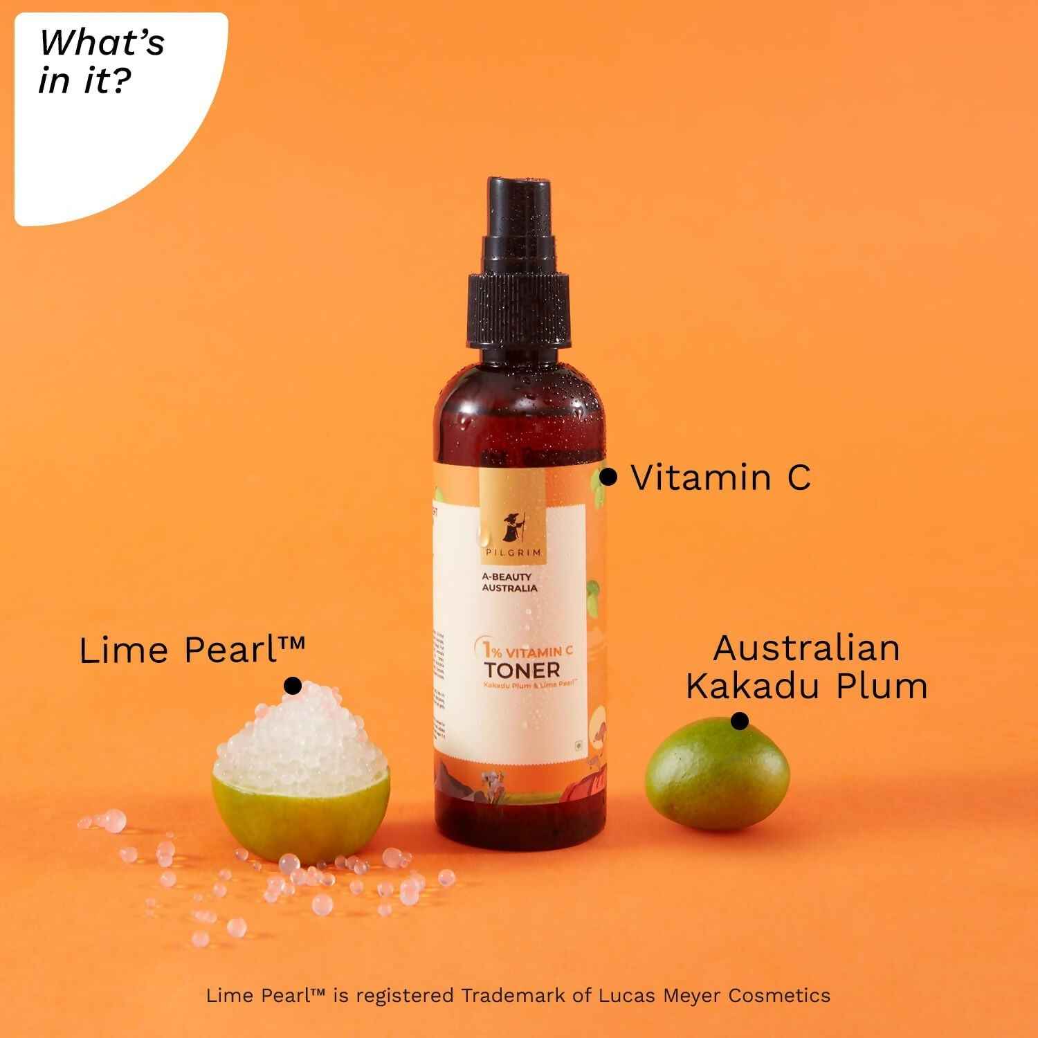 Pilgrim Australian 1% Vitamin C Toner with Kakadu Plum &amp; Lime Pearl For Glowing Skin, Open Pores Tightening &amp; Refining