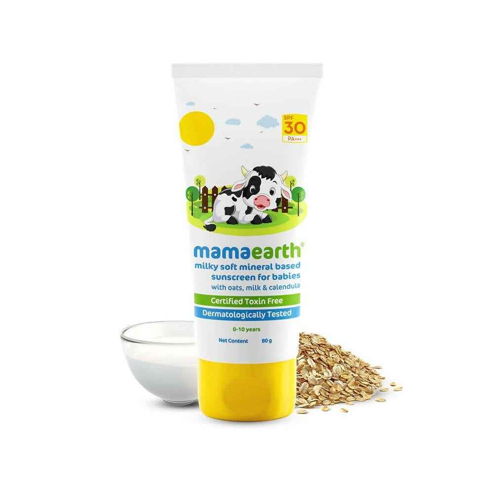 Mamaearth Milky Soft Mineral Based Sunscreen SPF 30 &amp; PA+++ With Oats, Milk and Calendula