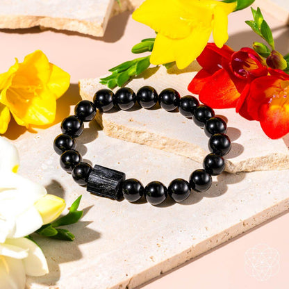 Habit Breaker - Black Obsidian &amp; Tourmaline Bracelet - DestGlow