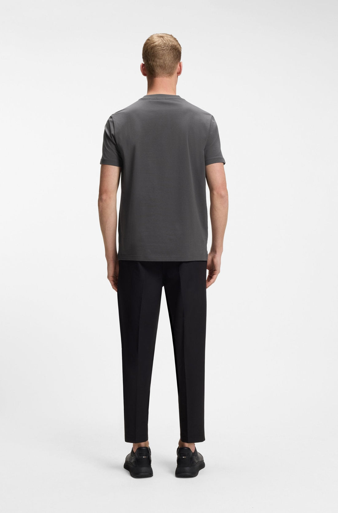 Boss Green Contrast Logo Tee - Charcoal by Denim Exchange