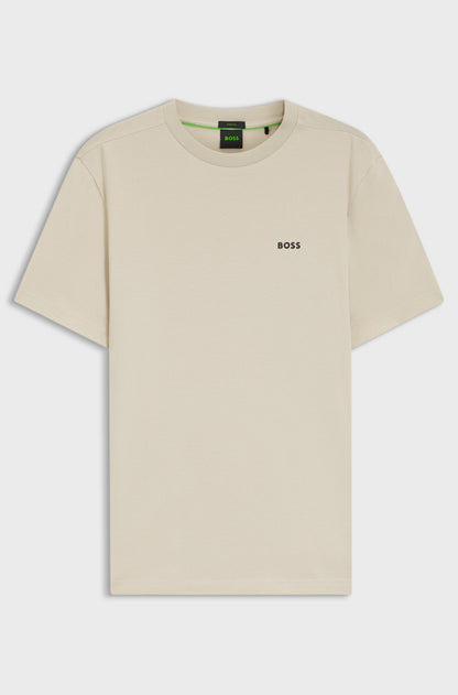 Boss Green Contrast Logo Tee - Beige by Denim Exchange