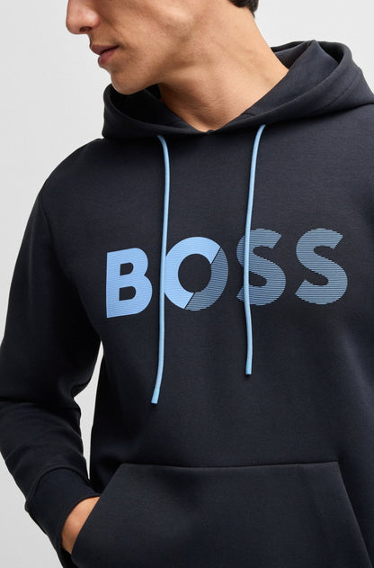 Boss Soody Tape Logo Hoodie - Navy by Denim Exchange
