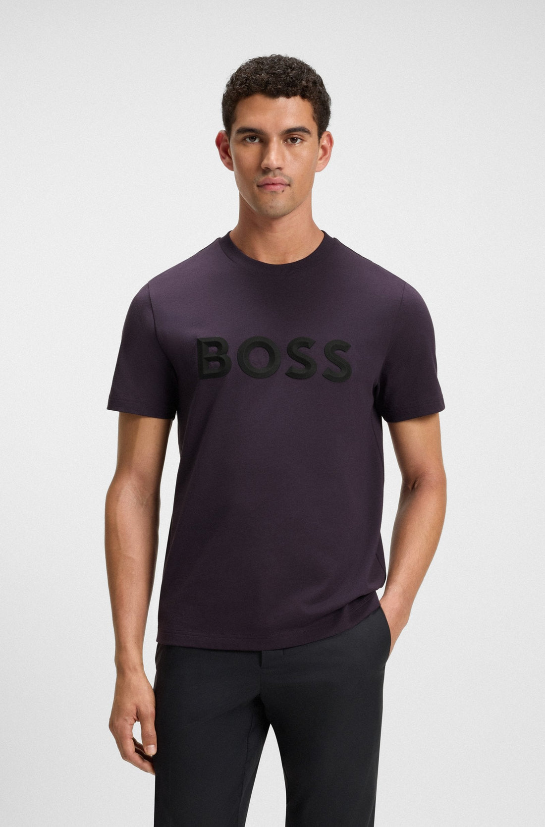 Boss Green Iconic Zone Tee - Dark Purple by Denim Exchange