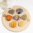 Chakra Crystals Set, Heart Shaped Reiki 7 Chakra Stones Set, Wooden Grid Plate, Selenite Log  DestGlow