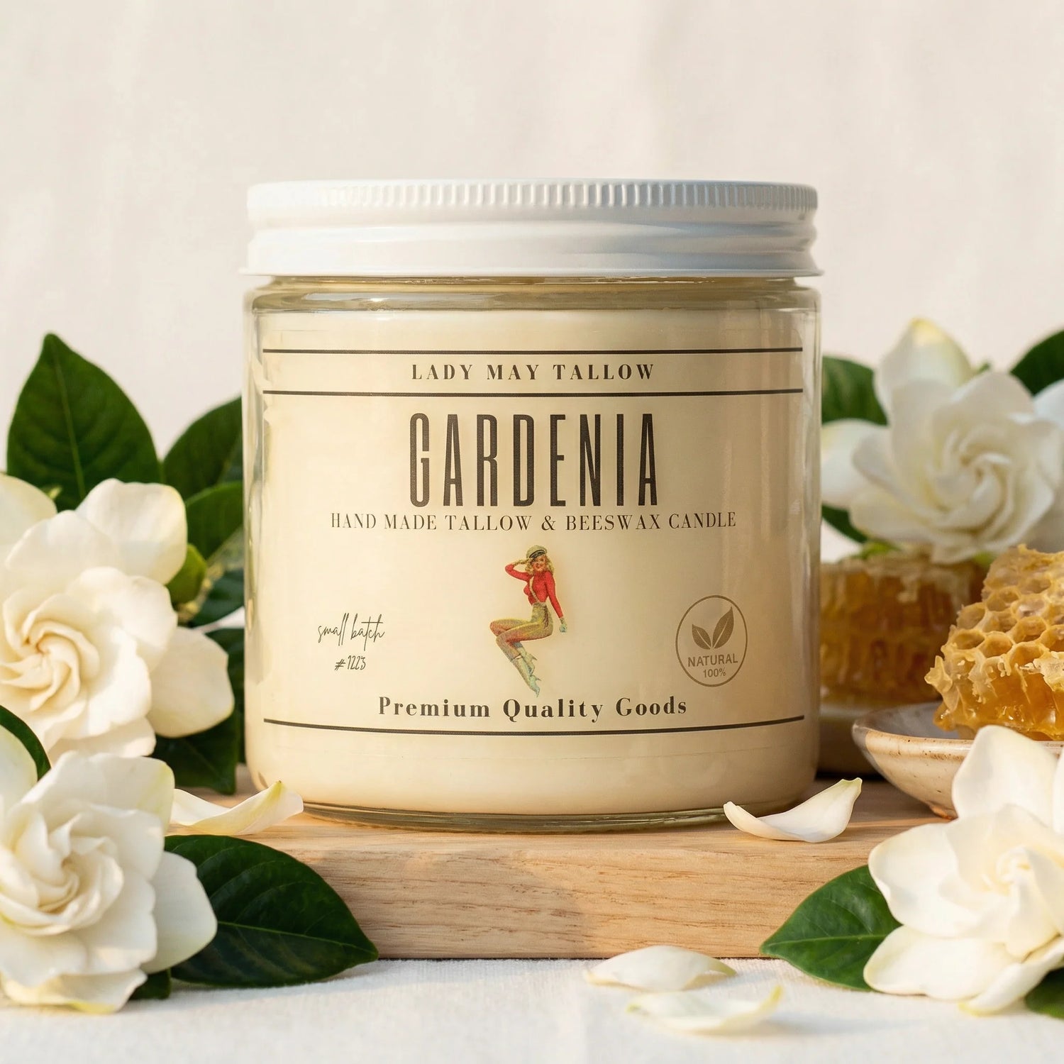 Lady May Tallow "Classic" Tallow &amp; Beeswax Candle 16oz | 7 Natural Scents | Non-Toxic Clean Burning by Lady May Tallow