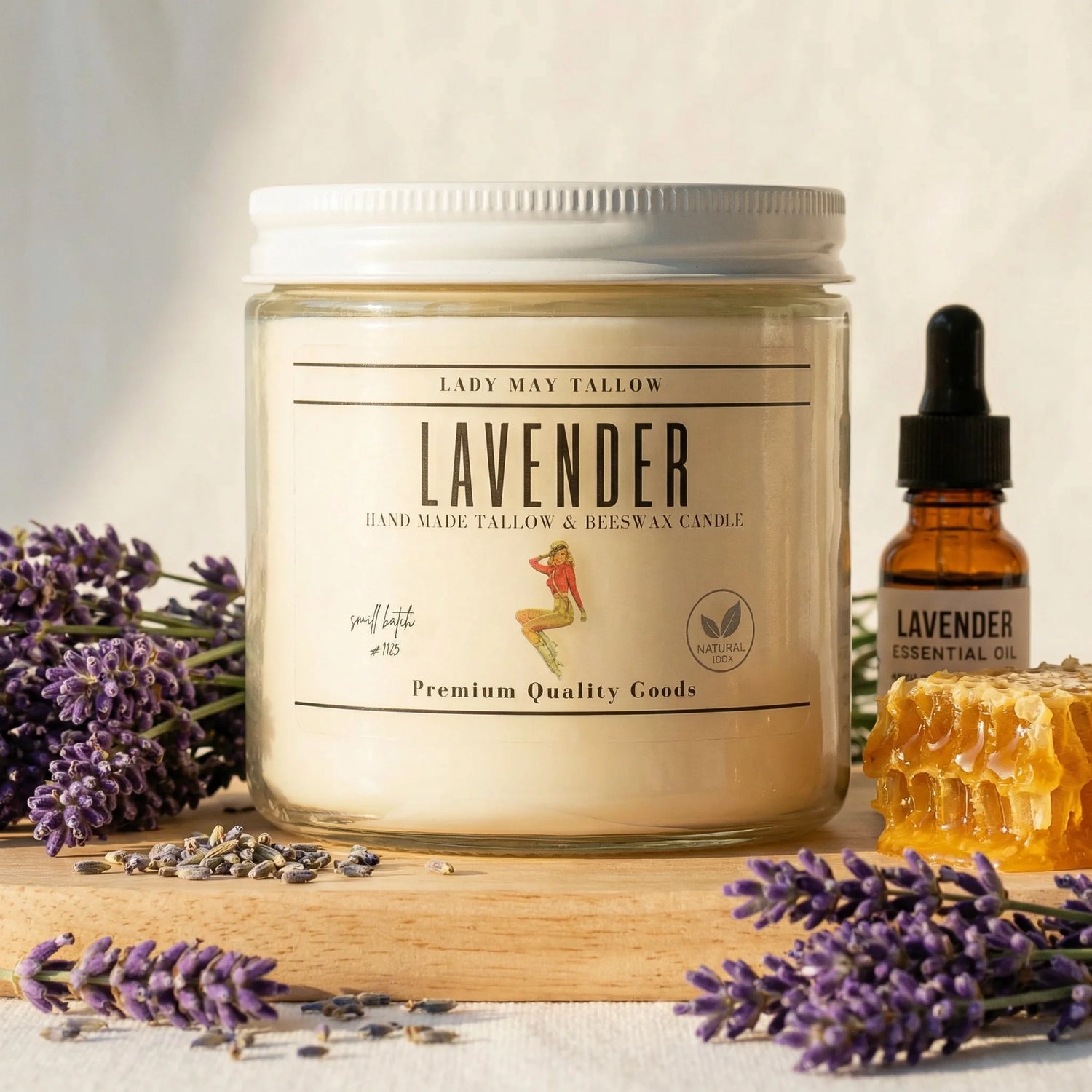 Lady May Tallow "Classic" Tallow &amp; Beeswax Candle 16oz | 7 Natural Scents | Non-Toxic Clean Burning by Lady May Tallow