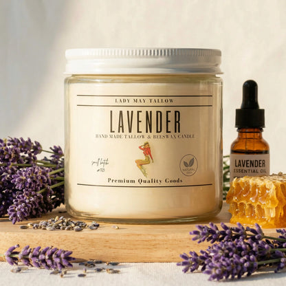 Lady May Tallow "Classic" Tallow &amp; Beeswax Candle 16oz | 7 Natural Scents | Non-Toxic Clean Burning by Lady May Tallow