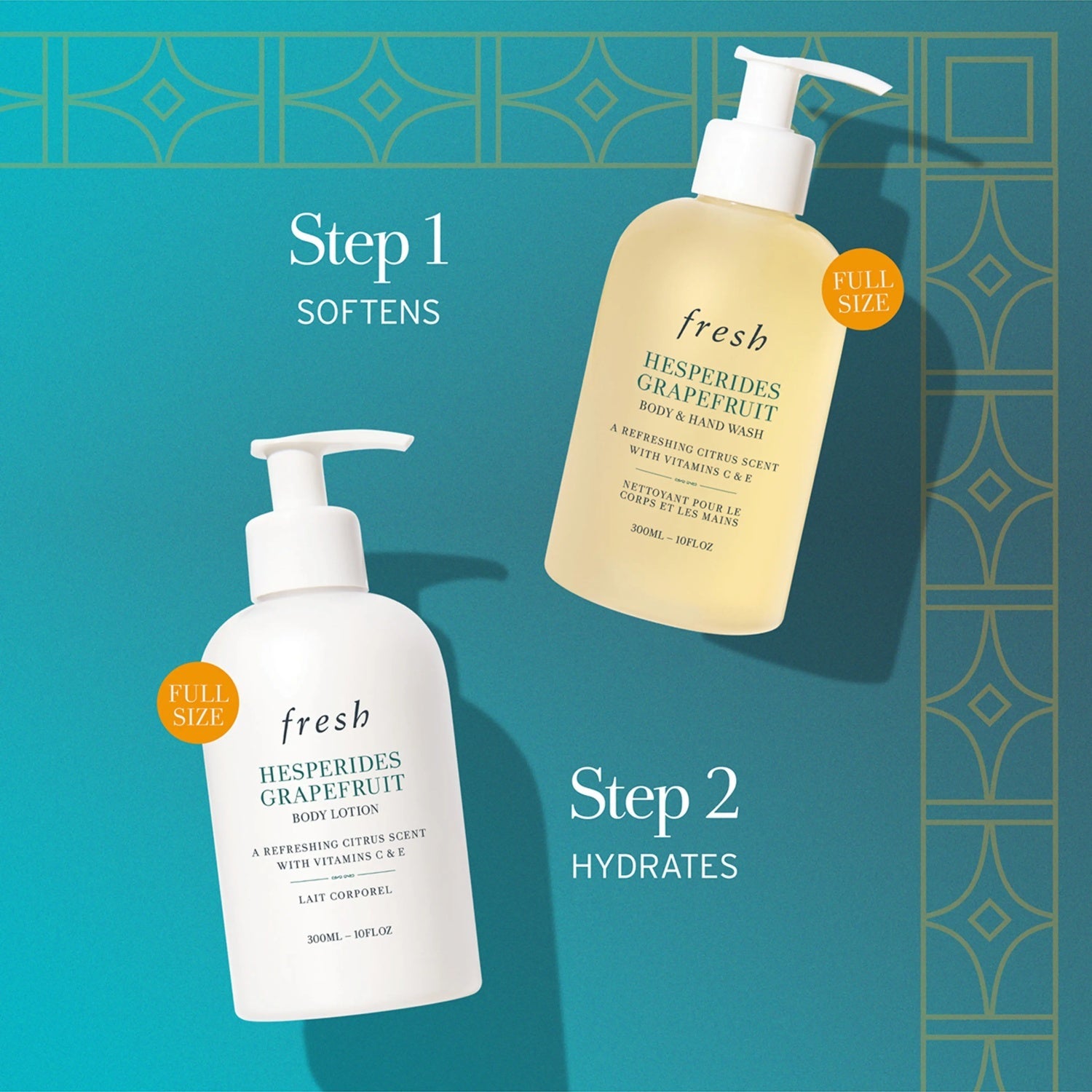 Fresh Hesperides Grapefruit Citrus Sensations Shower Gel 10 Oz &amp; Lotion 10 Oz Set by Nava Beauty