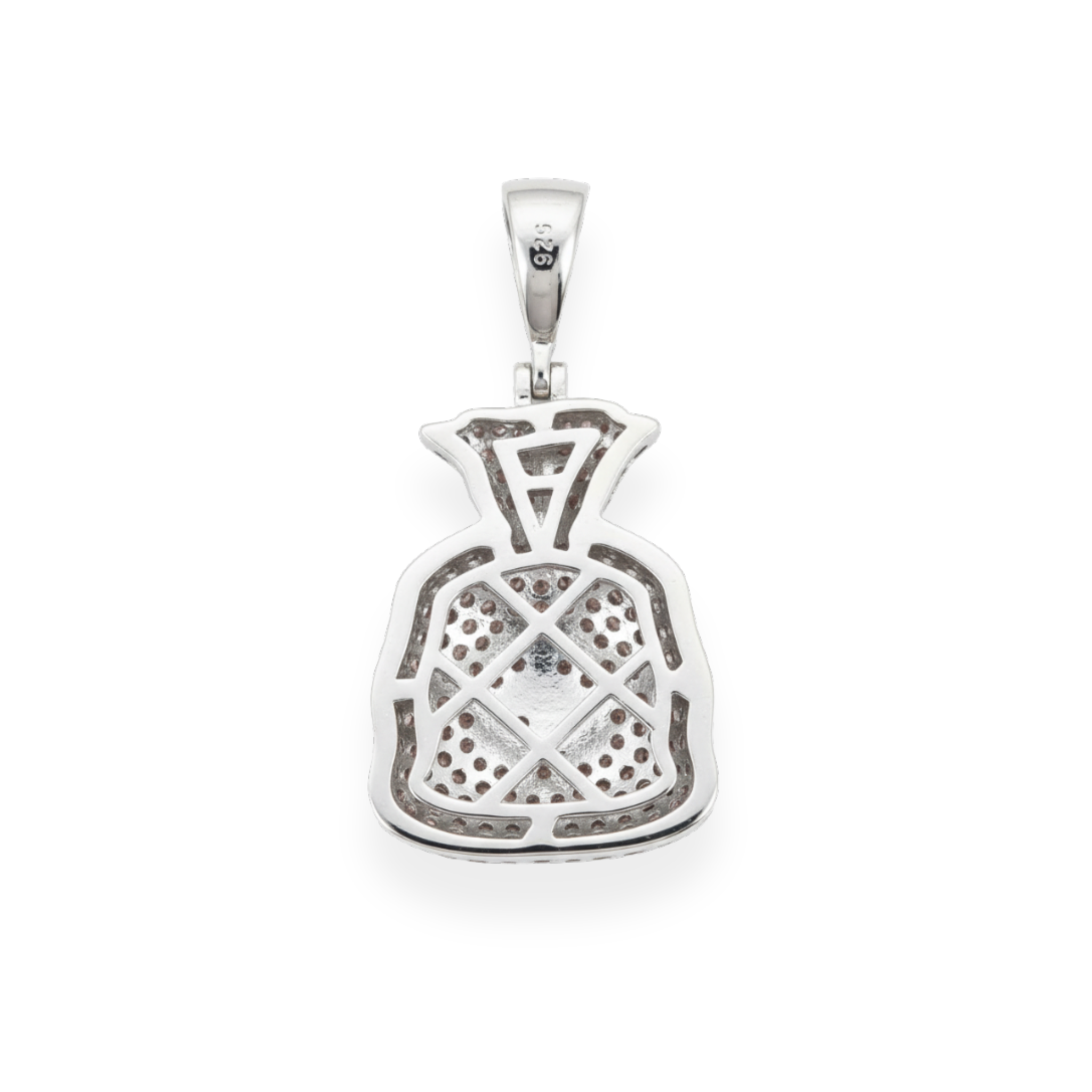 925 Silver Gold Plated Money Bag Dollar Sign Iced Pendant Emoji CZ Hip Hop