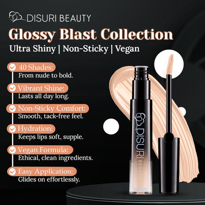 DISURI Beauty Glossy Blast Lip Gloss - Frosted Cake (M46)