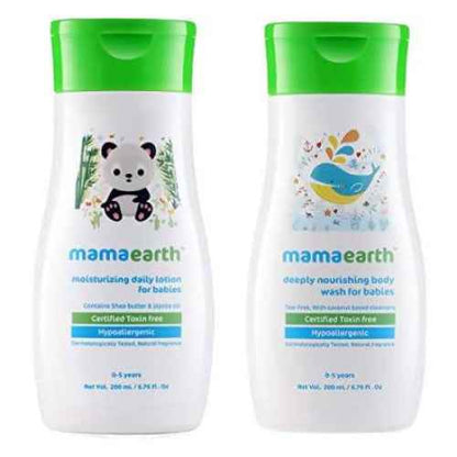 Mamaearth Daily Moisturizing Lotion &amp; Mamaearth Deeply Nourishing Baby Wash For Babies