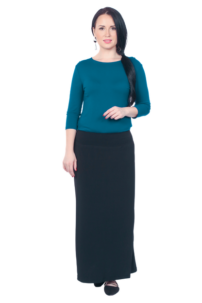 Silky Classic Maxi Length Modest Stretch Pencil Skirt by Kosher Casual USA
