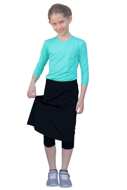 Girls Swim and Sports Skirt with Attached Leggings - UPF 50 Protection by Kosher Casual USA