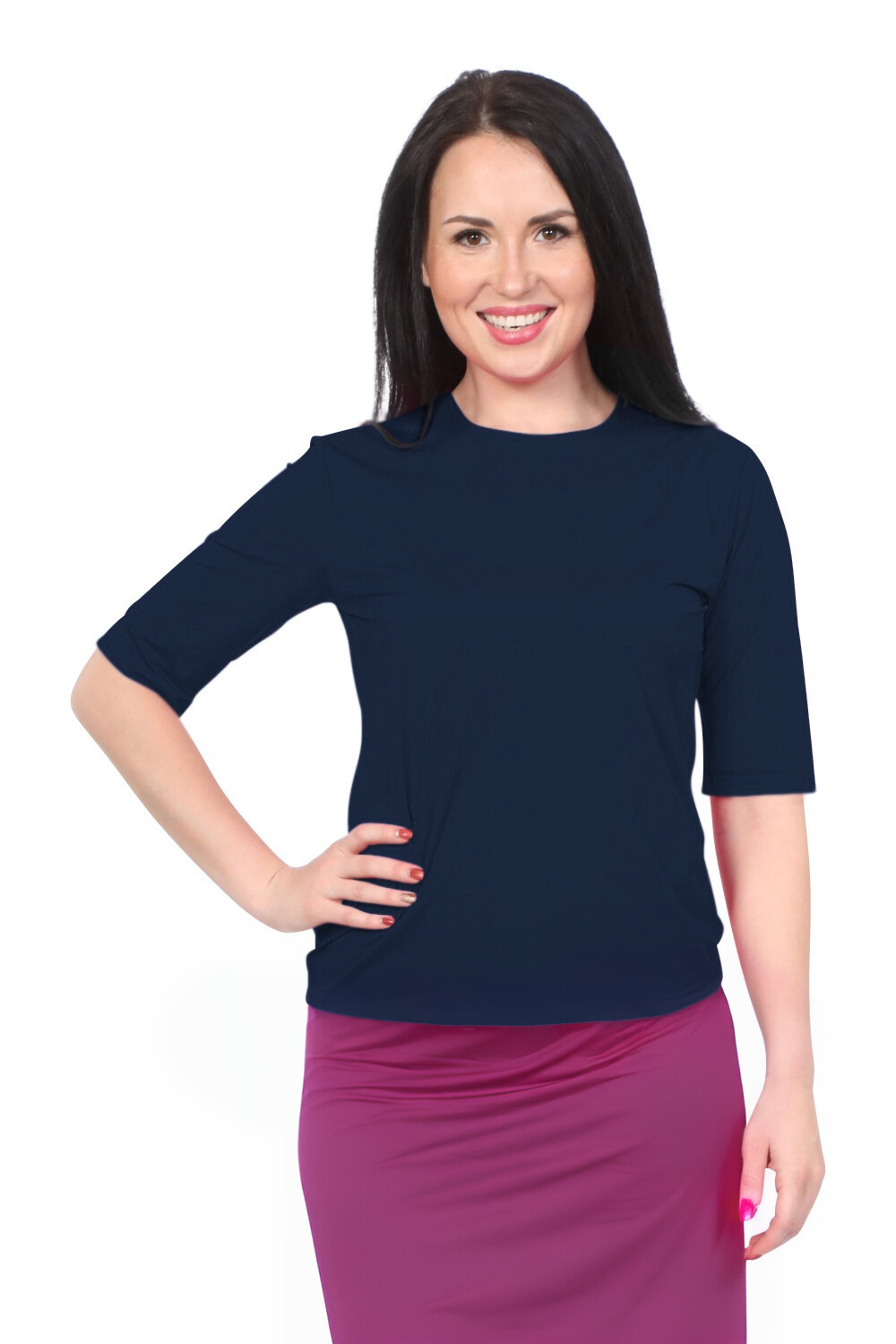 Modest Elbow Sleeve Swim &amp; Running/Exercise Shirt - UV 50 Protection by Kosher Casual USA
