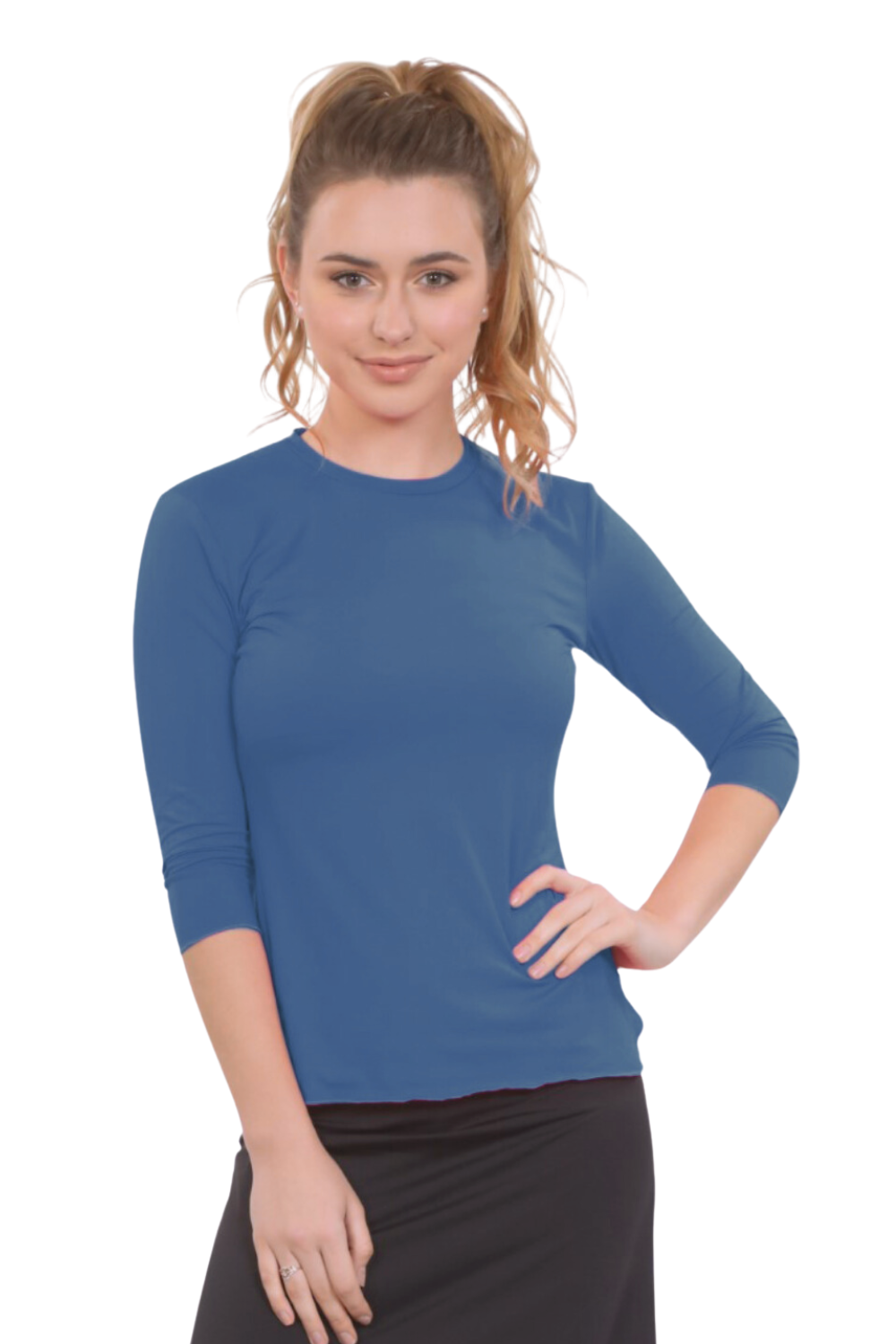 Relaxed Fit 3/4 Sleeve Swim &amp; Exercise Top - Quick-Dry UPF 50+ Protection by Kosher Casual USA