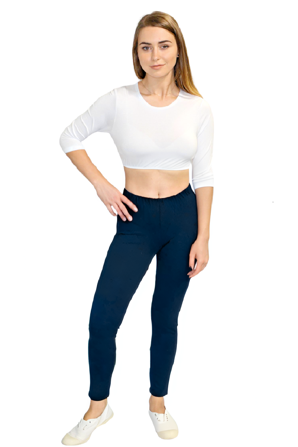 Comfortable Medium Weight Full Length Cotton Spandex Jersey Leggings by Kosher Casual USA