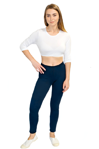 Comfortable Medium Weight Full Length Cotton Spandex Jersey Leggings by Kosher Casual USA
