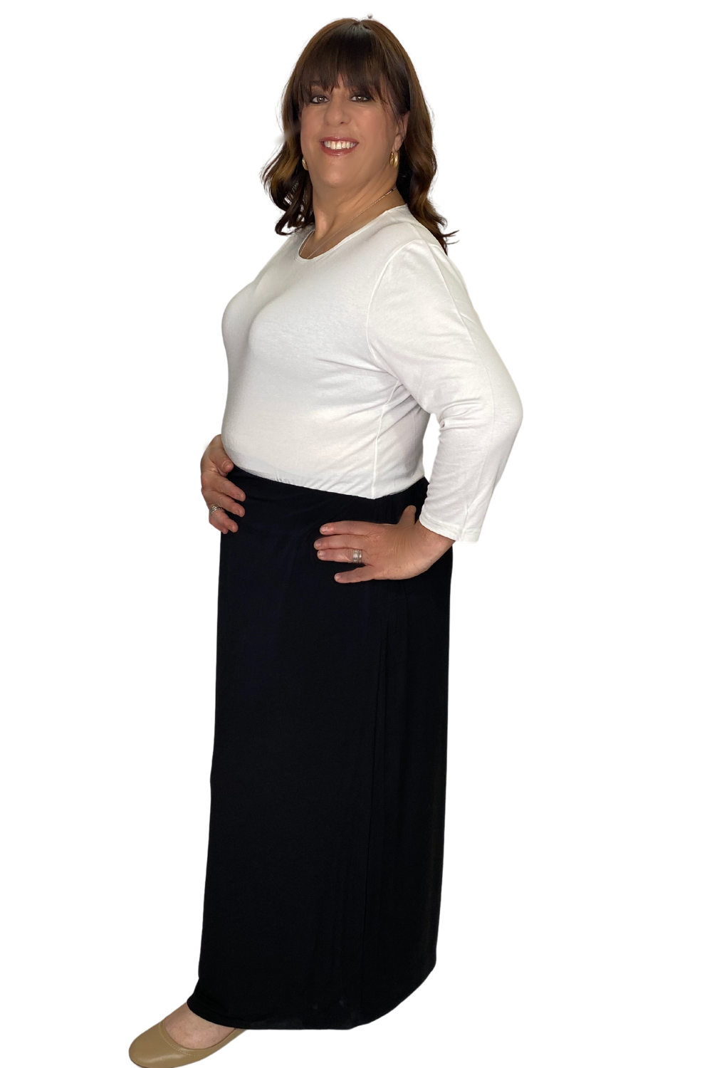 Plus Size Silky Maxi Length Stretch Pencil Skirt by Kosher Casual USA