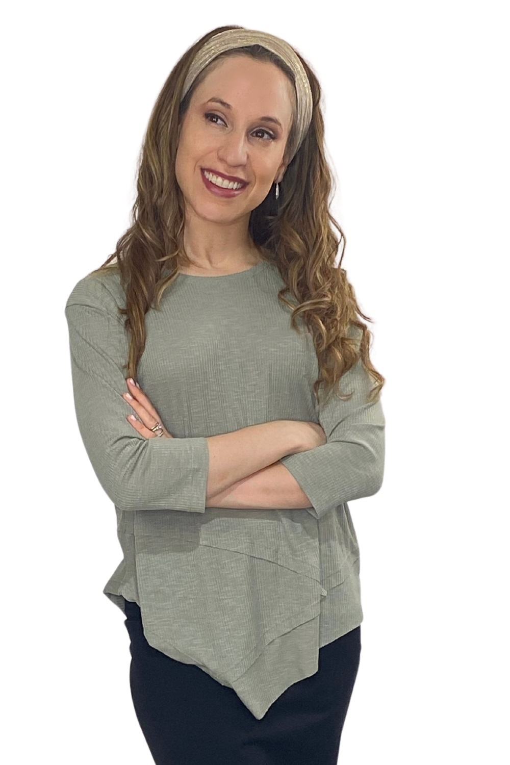 Asymmetrical Stylish Ribbed Tunic - Soft Fabric and Full Coverage by Kosher Casual USA