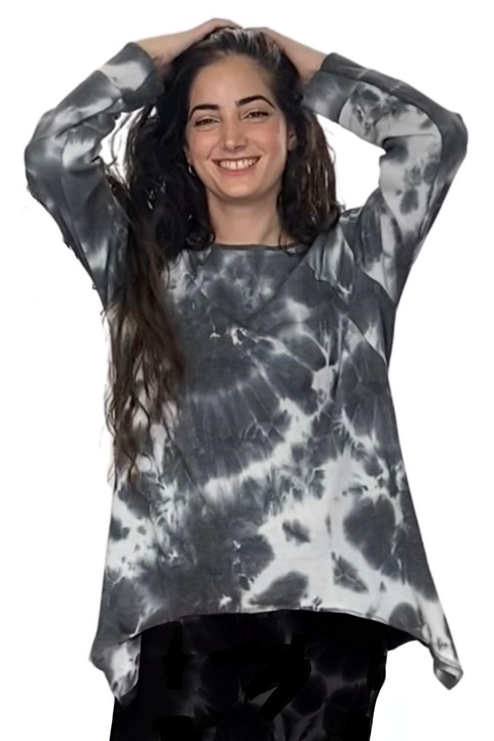 Plus Size Long Sleeve Relaxed Fit Tie-Dye Waffle Tunic by Kosher Casual USA