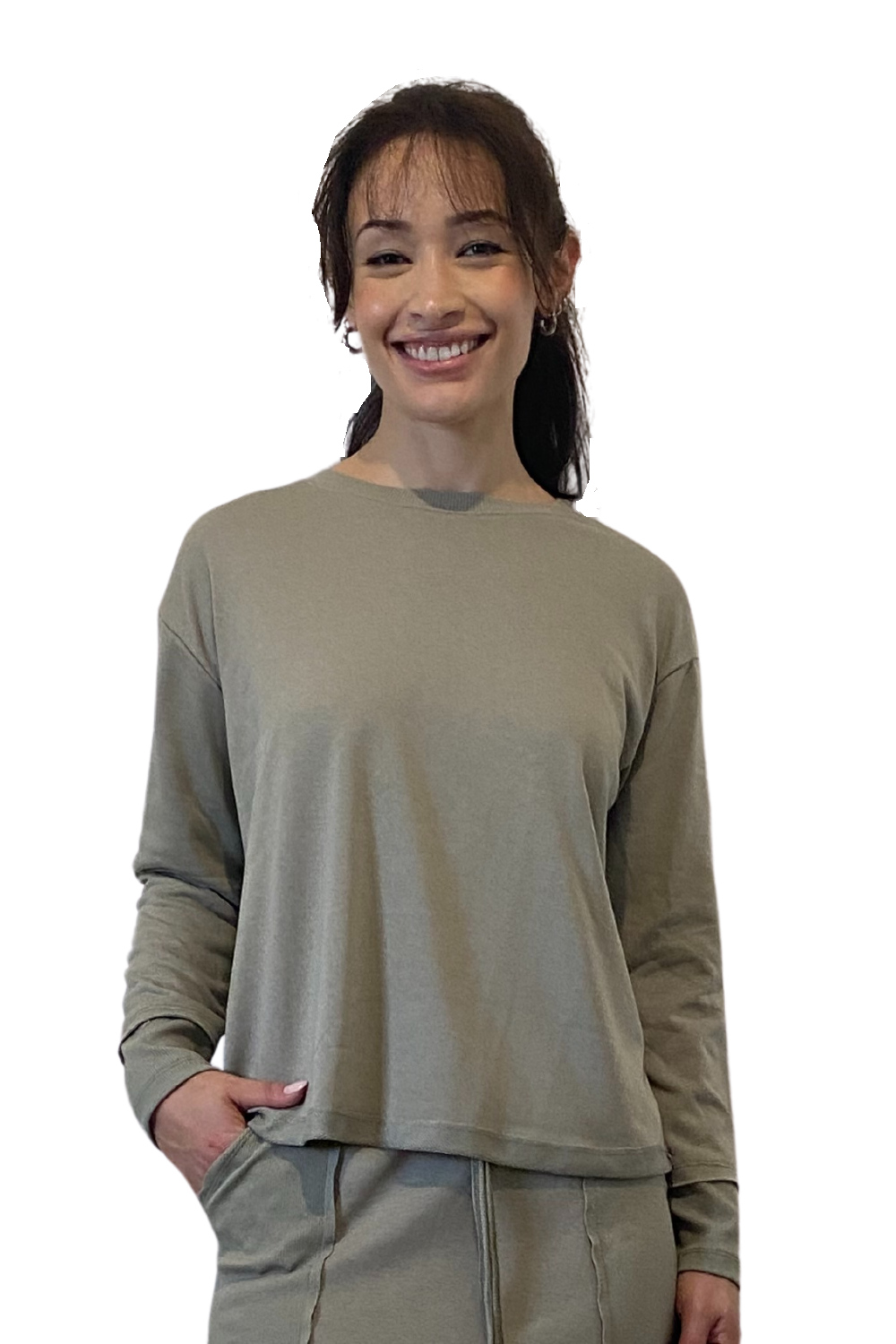 French Terry Cotton Blend Crew Neck Sweatshirt with Long Sleeves by Kosher Casual USA