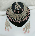 Joban Fashion Pink Color Stone Work Necklace Set