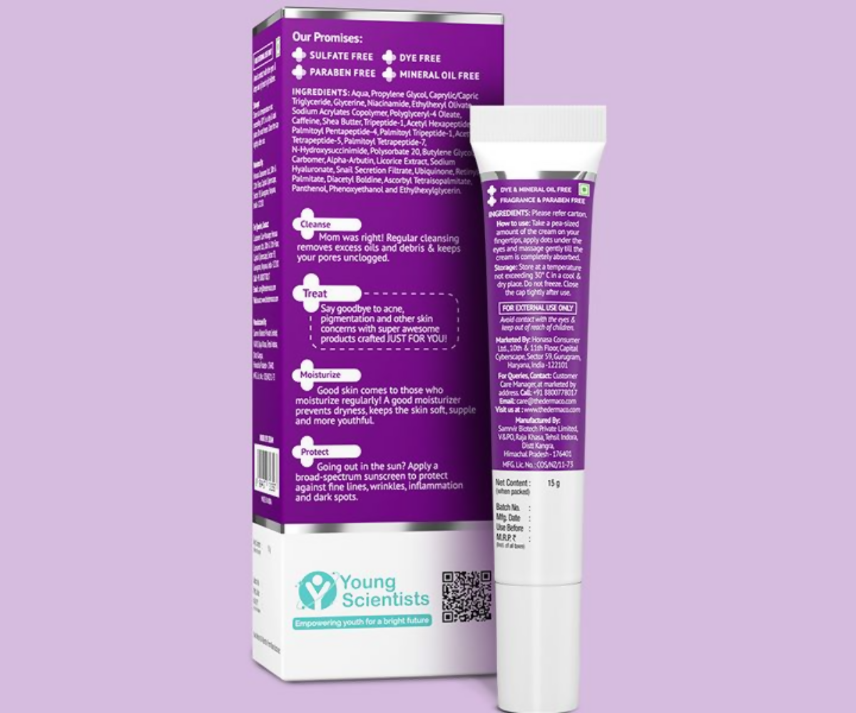 The Derma Co Snail Peptide 96 Under Eye Repair Cream With Snail Mucin &amp; Peptide Complex For Dark Circles &amp; Puffiness