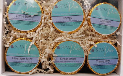 Gift Set with 6 Aromatherapy Shower Tablets - Best Sellers - 100% Essential Oil Blends