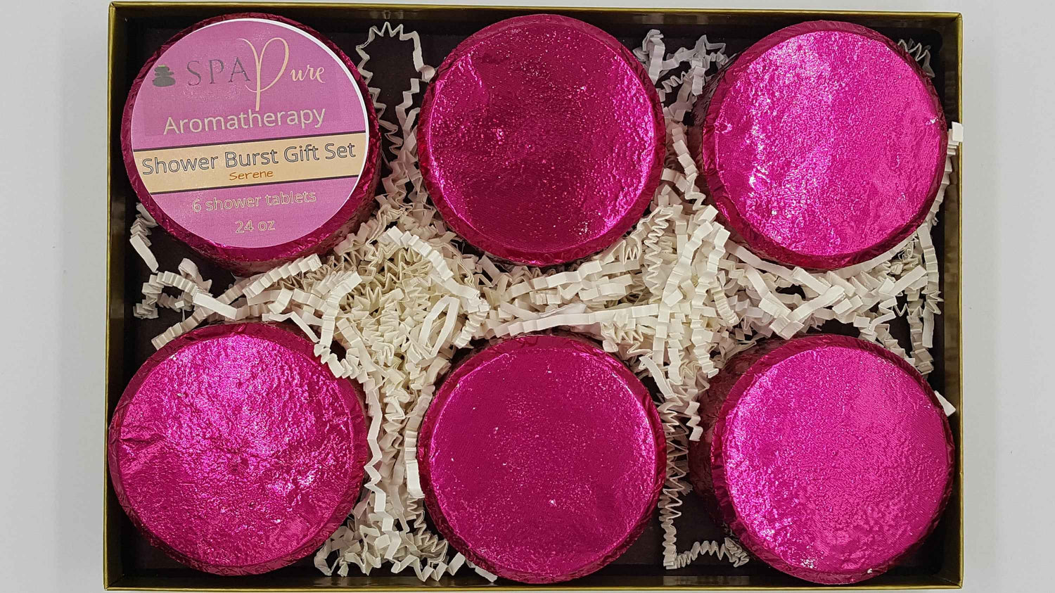 Gift Set with 6 Aromatherapy Shower Tablets - Wildberry - 100% Essential Oil Blends "SERENE"