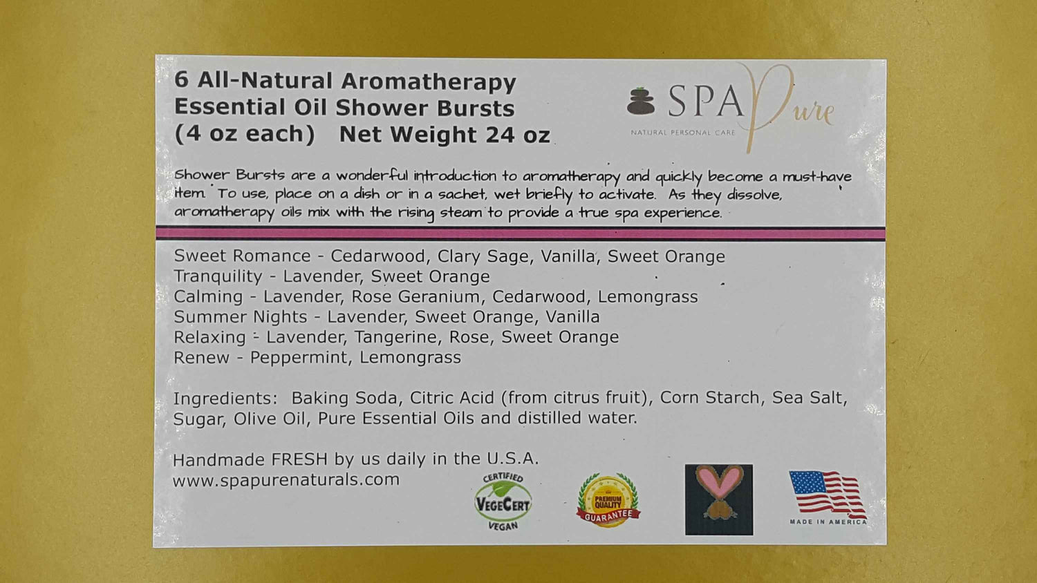 Gift Set with 6 Aromatherapy Shower Tablets - Wildberry - 100% Essential Oil Blends "SERENE"