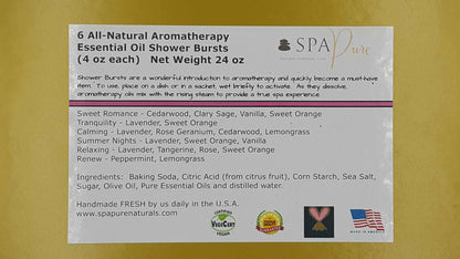 Gift Set with 6 Aromatherapy Shower Tablets - Wildberry - 100% Essential Oil Blends "SERENE"