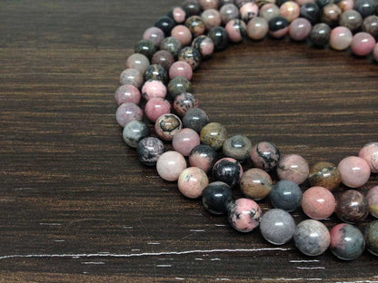 Rhodonite Gemstone Mala, 108 Prayer Bead Mala.  DestGlow