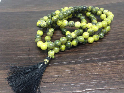 One (1) Natural 8mm Serpentine Mala With 108 Prayer Beads Perfect For Mediation Tibetan mala Jap mala Prayer Mala Necklace ~ JP538  DestGlow