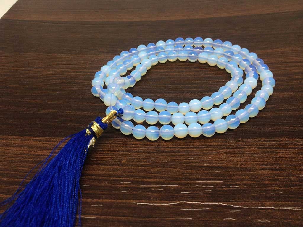 Opal Synthetic Gemstone Mala, 108 Prayer Bead Mala.  DestGlow