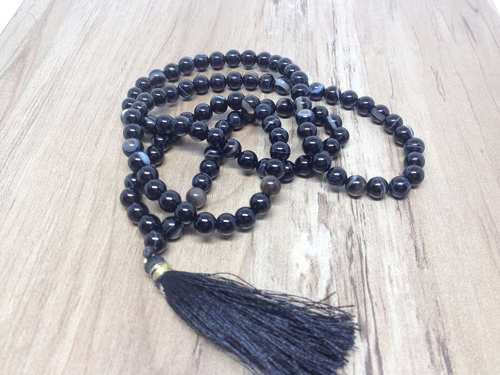 One (1) Natural 6mm Black Sulemani Agate Mala With 108 Prayer Beads Perfect For Mediation Spiritua Mala Prayer  DestGlow