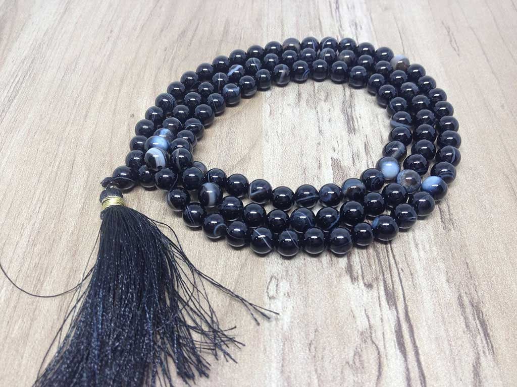 One (1) Natural 6mm Black Sulemani Agate Mala With 108 Prayer Beads Perfect For Mediation Spiritua Mala Prayer  DestGlow