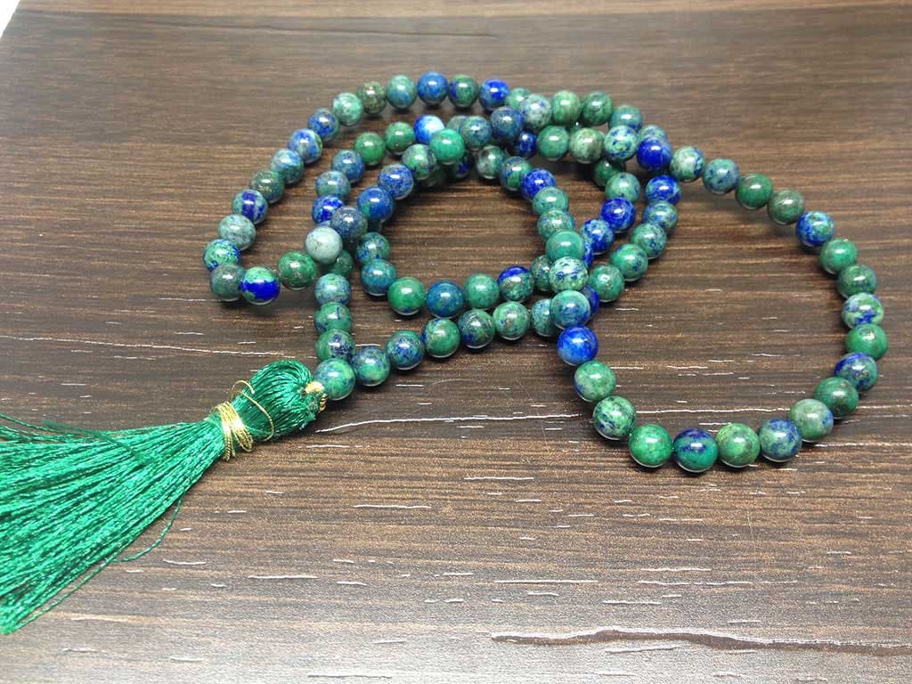 Chrysocolla Gemstone Mala, 108 Prayer Bead Mala.  DestGlow
