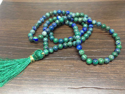 Chrysocolla Gemstone Mala, 108 Prayer Bead Mala.  DestGlow