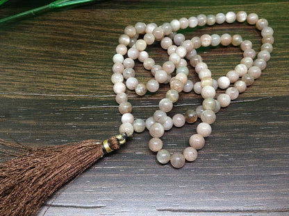 Sunstone Gemstone Mala, 108 Prayer Bead Mala.  DestGlow