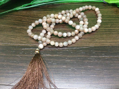 Sunstone Gemstone Mala, 108 Prayer Bead Mala.  DestGlow