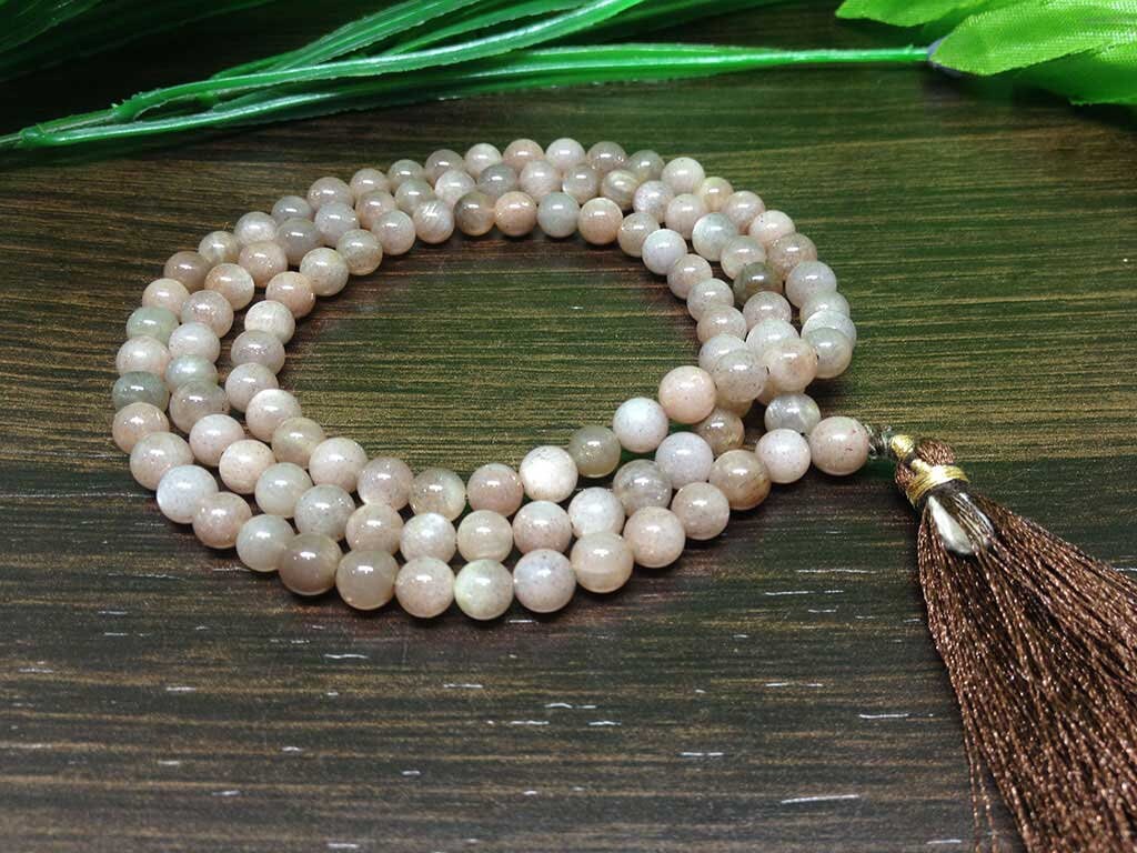 Sunstone Gemstone Mala, 108 Prayer Bead Mala.  DestGlow