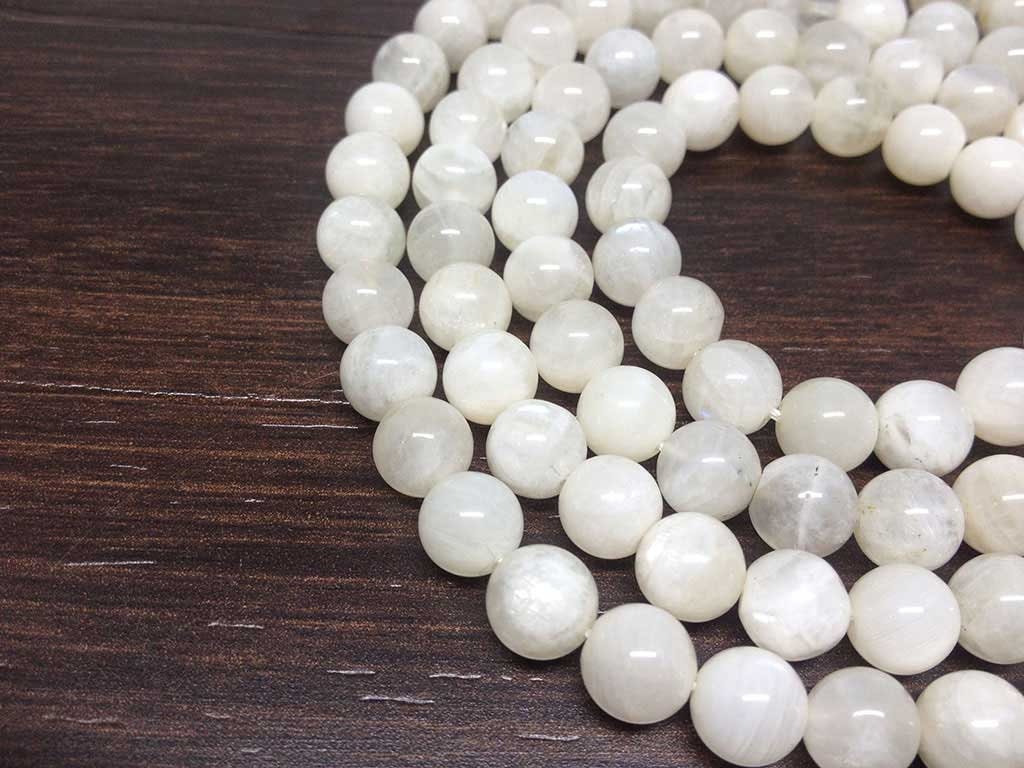 White Rainbow Moonstone Mala With 108 Prayer Beads.  DestGlow