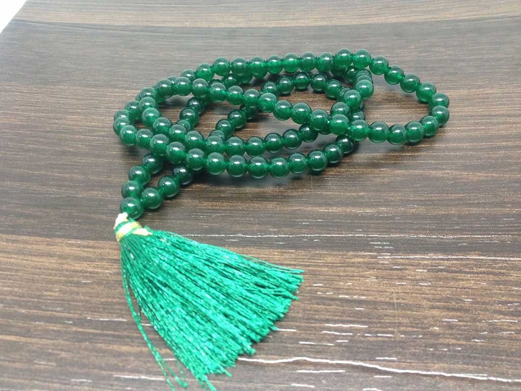 Natural Green Jade Beads Mala - 108 Prayer Beads For Mediation  DestGlow