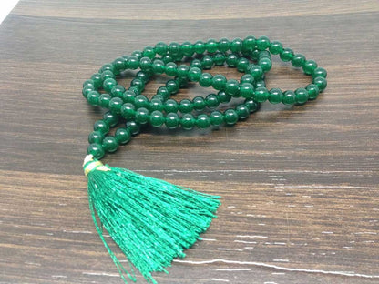 Natural Green Jade Beads Mala - 108 Prayer Beads For Mediation  DestGlow
